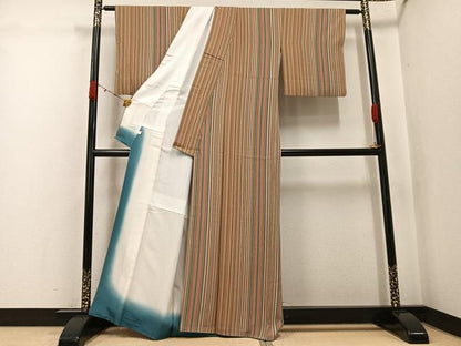 平和屋着物●上質な小紋　間道　正絹　逸品　AABK0282ph