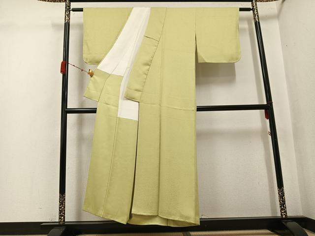 平和屋着物●本草木染作家　瑞鳳　色無地　紋意匠　蒸栗色　正絹　逸品　AABK0284ph