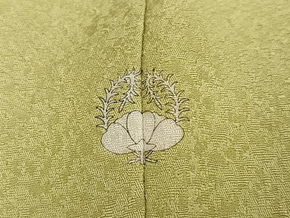 平和屋着物●本草木染作家　瑞鳳　色無地　紋意匠　蒸栗色　正絹　逸品　AABK0284ph
