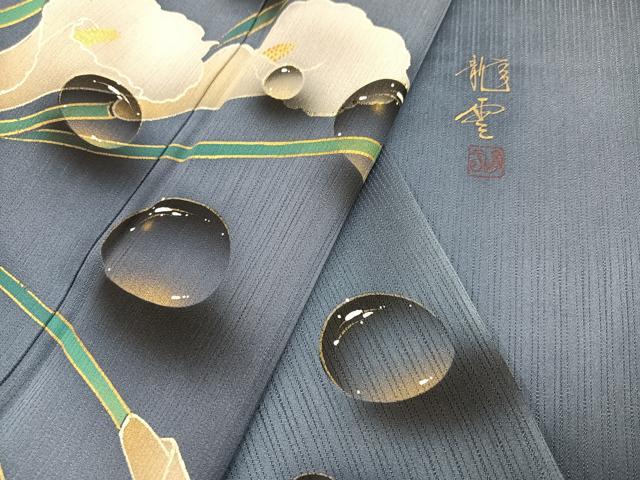 平和屋着物●染色作家　青木龍雲　訪問着　手描き　水玉　花　暈し染め　金彩　正絹　逸品　AABK0286ph