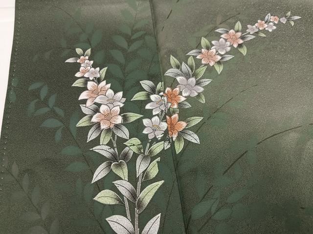 平和屋着物●訪問着　草花文　暈し染め　銀彩　正絹　逸品　AABK0288ph