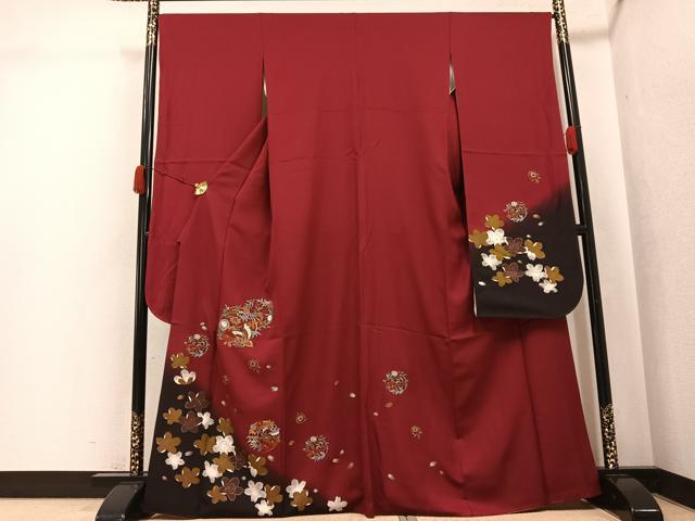 平和屋着物●豪華振袖　中国三大刺繍　スワトウ刺繍　汕頭刺繍　花蝶文　暈し染め　金彩　正絹　逸品　AABK0297ph