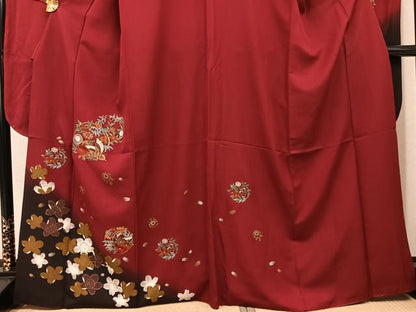 平和屋着物●豪華振袖　中国三大刺繍　スワトウ刺繍　汕頭刺繍　花蝶文　暈し染め　金彩　正絹　逸品　AABK0297ph