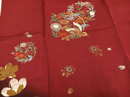 平和屋着物●豪華振袖　中国三大刺繍　スワトウ刺繍　汕頭刺繍　花蝶文　暈し染め　金彩　正絹　逸品　AABK0297ph