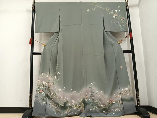 平和屋着物●訪問着　友禅　作家物　春峰　枝花文　暈し染め　健勝苑扱い　正絹　逸品　AABK0299ph