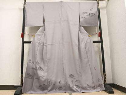平和屋着物●訪問着　作家物　手描き　鳥獣戯画　暈し染め　正絹　逸品　未使用　AABK0305ph