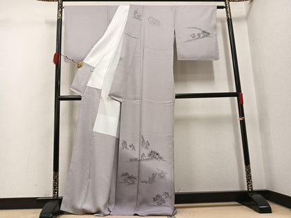 平和屋着物●訪問着　作家物　手描き　鳥獣戯画　暈し染め　正絹　逸品　未使用　AABK0305ph