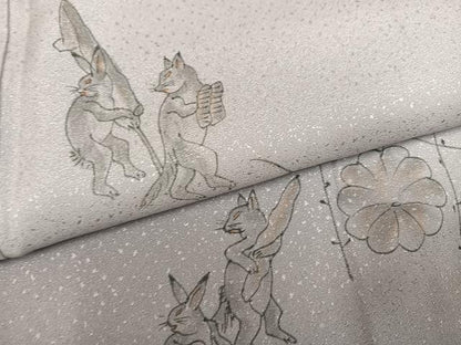 平和屋着物●訪問着　作家物　手描き　鳥獣戯画　暈し染め　正絹　逸品　未使用　AABK0305ph