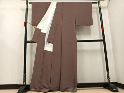 平和屋着物●上質な色無地　銀煤竹色　正絹　逸品　未使用　AABK0313ph