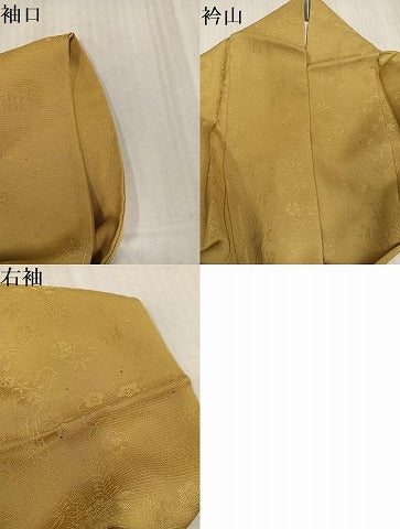 平和屋着物●上質な色無地　御所車花地紋　枯色　さが美扱い　正絹　逸品　AABK0314ph