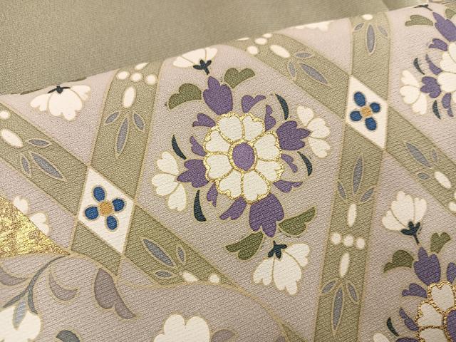 平和屋着物●豪華色留袖　駒刺繍　草花文　金彩　正絹　逸品　AABK0315ph
