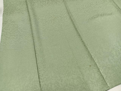 平和屋着物●上質な色無地　作家物　南天染　舞葉地紋　柳茶色　正絹　逸品　AABK0317ph