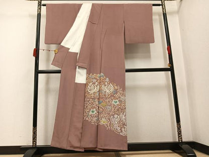 平和屋着物●豪華色留袖　鳳凰花唐草文　金銀彩　正絹　逸品　AABK0318ph