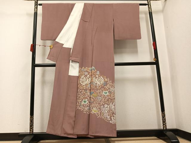 平和屋着物●豪華色留袖　鳳凰花唐草文　金銀彩　正絹　逸品　AABK0318ph