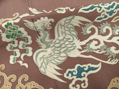 平和屋着物●豪華色留袖　鳳凰花唐草文　金銀彩　正絹　逸品　AABK0318ph
