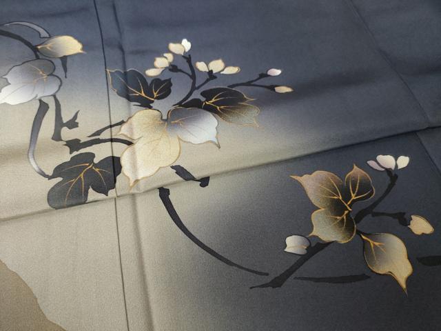 平和屋着物●訪問着　枝花文　暈し染め　金彩　正絹　逸品　AABK0324ck