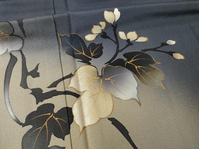 平和屋着物●訪問着　枝花文　暈し染め　金彩　正絹　逸品　AABK0324ck