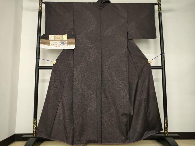 平和屋着物●本場縞大島紬　染大島　箔散らし文様　証紙付き　正絹　逸品　AABK0326ck