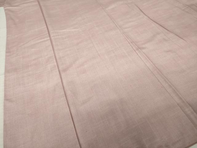 平和屋着物●結城紬　色無地　薄柿色　証紙付き　正絹　逸品　AABK0327ck