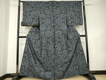 平和屋着物●本場大島紬　7マルキ　更紗花文　正絹　逸品　AABK0328ck