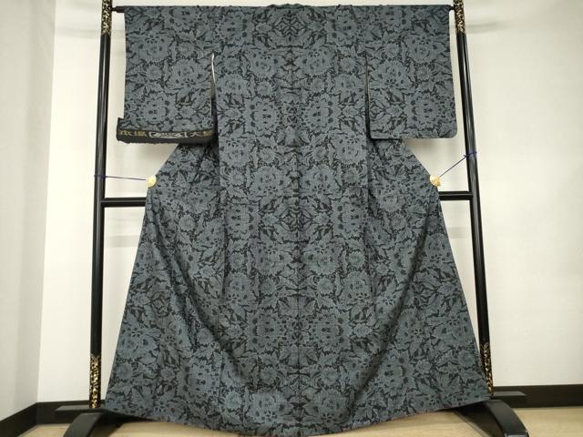 平和屋着物●本場大島紬　7マルキ　更紗花文　正絹　逸品　AABK0328ck