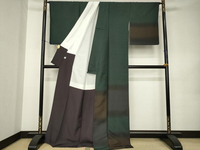 平和屋着物●白山紬　訪問着　霞文　暈し染め　ロング丈　証紙付き　正絹　逸品　AABK0330ck