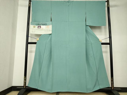 平和屋着物●上質な色無地　本場奄美大島泥染　豆がら茶色　丹後ちりめん　赤塚次男作　反端付き　正絹　逸品　AABK0333ck