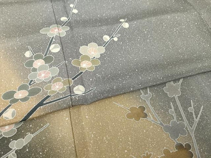 平和屋着物●訪問着　枝梅　暈し染め　正絹　逸品　AABK0340ck