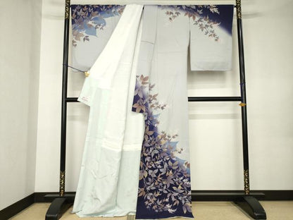 平和屋着物●皇室デザイナー 中村乃武夫 訪問着 長襦袢(無双仕立て)セット 枝花文 金彩 やまと誂製 ロング丈 正絹 逸品 AABK0341ck