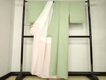 平和屋着物●上質な色無地　花尽くし地紋　岩井茶色　正絹　逸品　AABK0357ck