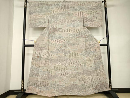 平和屋着物●訪問着　雲取り吉祥文　鬼しぼ縮緬　正絹　逸品　AABK0358ck