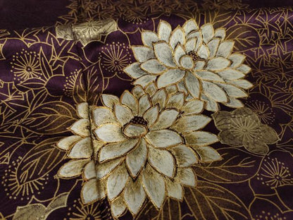 平和屋着物●訪問着　駒刺繍　草花文　金彩　正絹　逸品　AABK0359ck