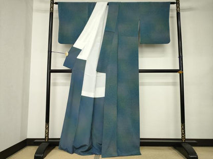 平和屋着物●上質な小紋　作家物　霞文　暈し染め　正絹　逸品　AABK0360ck