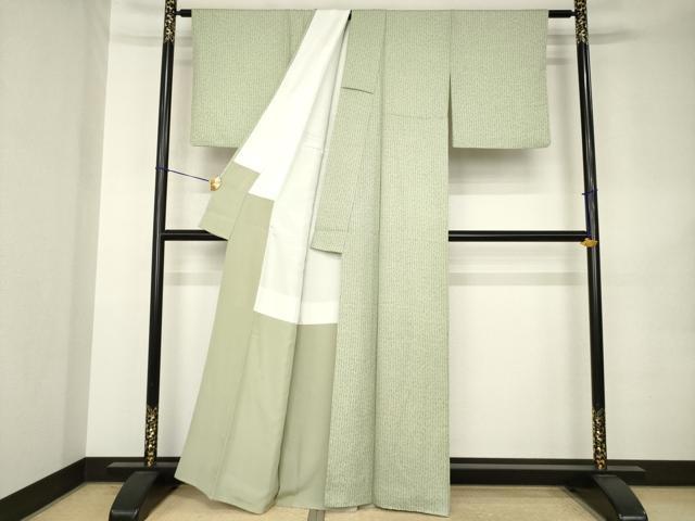 平和屋着物●上質な小紋　よろけ縞　正絹　逸品　AABK0363ck