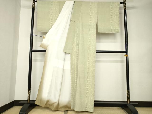 平和屋着物●本塩沢　180亀甲　花間道　三越扱い　正絹　逸品　AABK0366ck