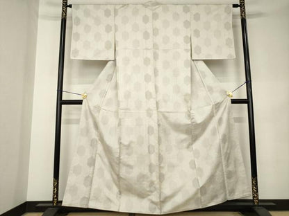 平和屋着物●お召　亀甲文　正絹　逸品　AABK0368ck