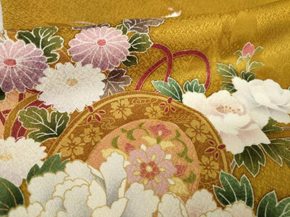 平和屋着物●豪華振袖　花鼓文　暈し染め　金彩　正絹　逸品　AABK0369ck
