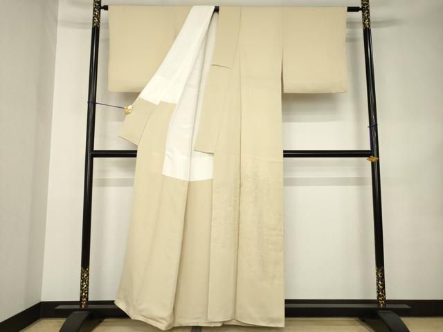 平和屋着物●豪華色留袖　風景地紋　白橡色　正絹　逸品　AABK0371ck