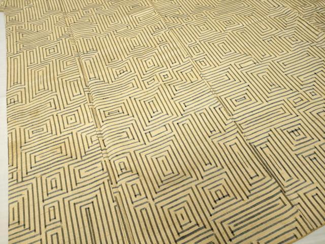平和屋着物●上質な紬　幾何学文様　正絹　逸品　AABK0377ck
