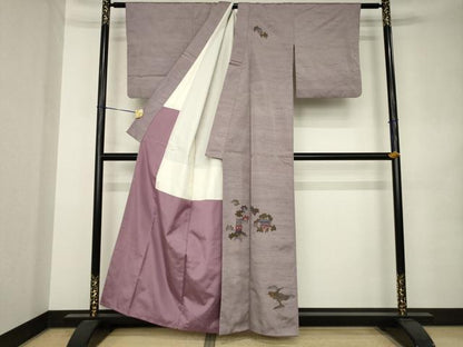 平和屋着物●京の名門・菱屋六右ェ門　紬　訪問着　風景文　正絹　逸品　AABK0382ck