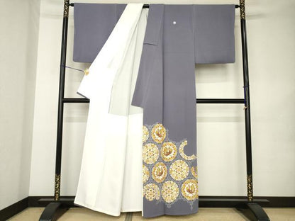 平和屋着物●豪華色留袖　駒刺繍　正倉院鳳凰花文　金彩　正絹　逸品　AABK0394ck