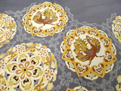平和屋着物●豪華色留袖　駒刺繍　正倉院鳳凰花文　金彩　正絹　逸品　AABK0394ck