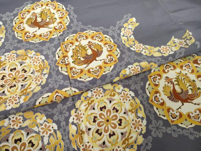 平和屋着物●豪華色留袖　駒刺繍　正倉院鳳凰花文　金彩　正絹　逸品　AABK0394ck