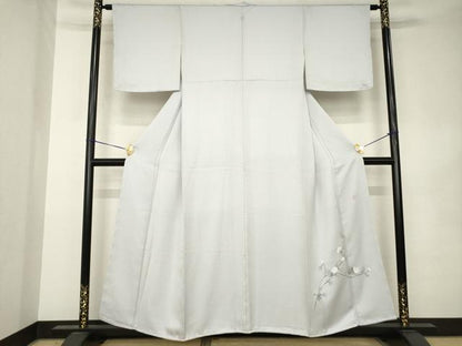 平和屋着物●上質な色無地　作家物　ワンポイント　紗綾形地紋　霞色　正絹　逸品　AABK0395ck