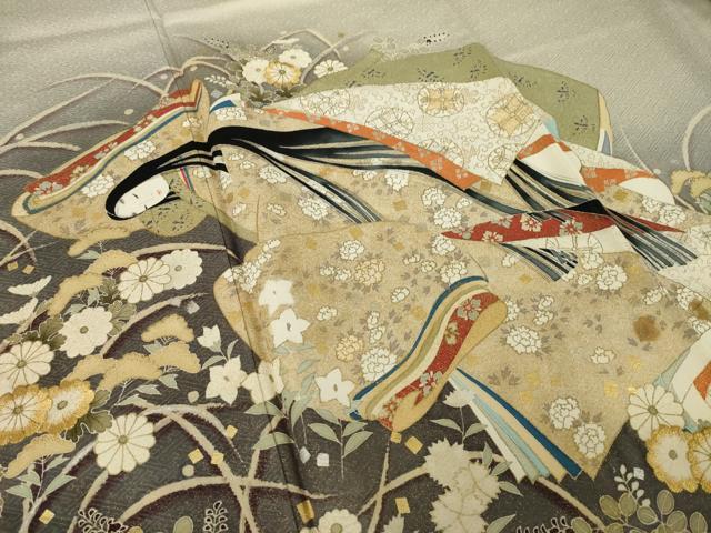 平和屋着物●豪華色留袖　刺繍　女人文　暈し染め　金糸　金彩　正絹　逸品　AABK0397ck