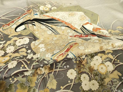 平和屋着物●豪華色留袖　刺繍　女人文　暈し染め　金糸　金彩　正絹　逸品　AABK0397ck
