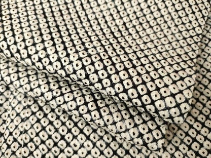 平和屋着物●大変加工の良い総絞り小紋　本疋田絞り　黒地　正絹　逸品　AABK0398ck