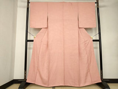 平和屋着物●上質な色無地　霞地紋　ときがら茶色　正絹　逸品　AABK0400ck