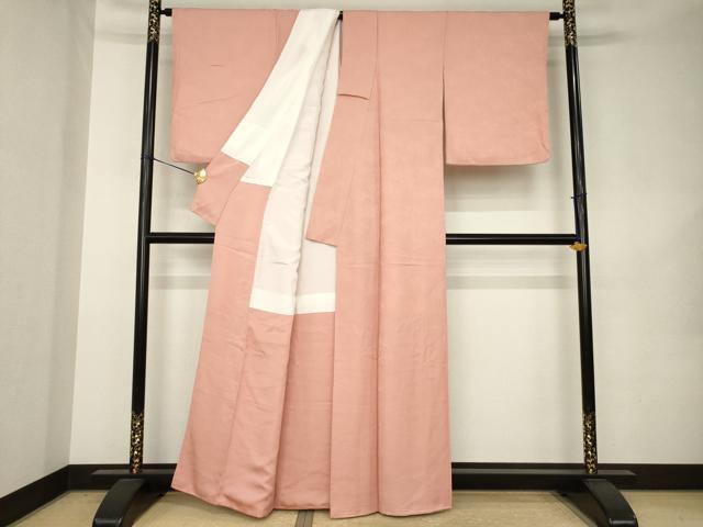 平和屋着物●上質な色無地　霞地紋　ときがら茶色　正絹　逸品　AABK0400ck