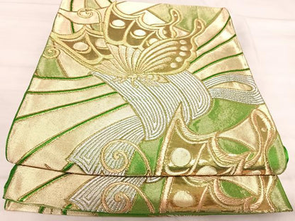 平和屋着物◎西陣　服部織物謹製　六通柄袋帯　唐織　白鳥綴子　金銀糸　正絹　逸品　AABK0404yx